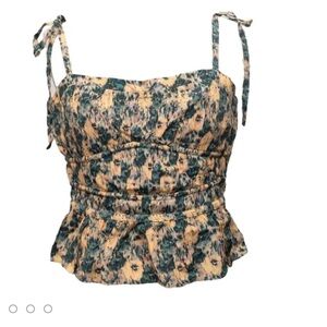 Ulla Johnson Nora Tie Shoulder Silk Peplum Top